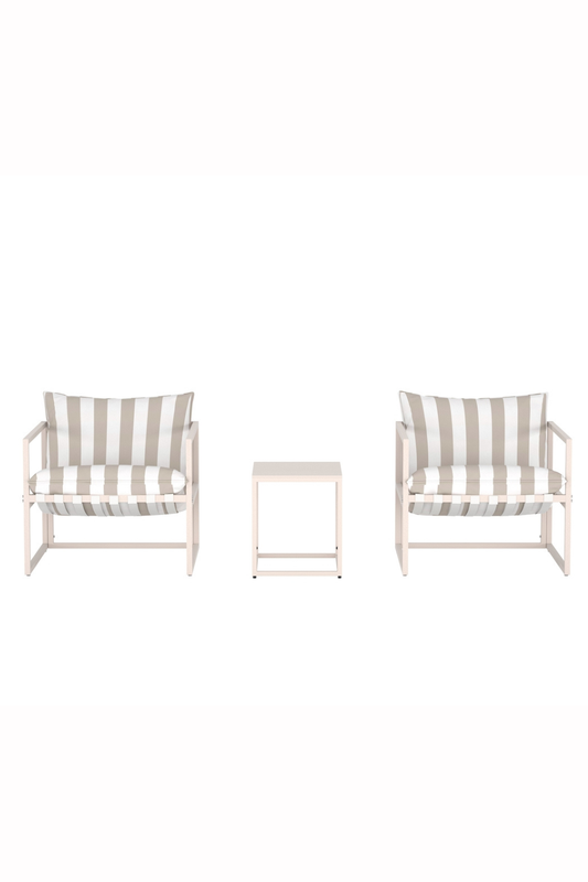 Förhandsboka Messina Lounge Set Beige / Vit–beige randig