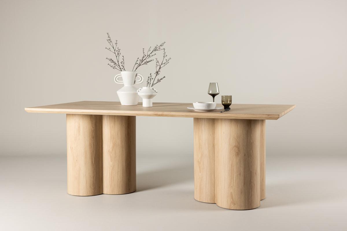 Mesa de Comedor Rectangular Olivia 210*100*76.5 Blanco Enyesado