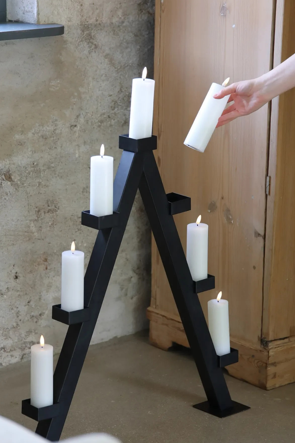 Arbor Advent candle holder Black 85 cm Battery operated