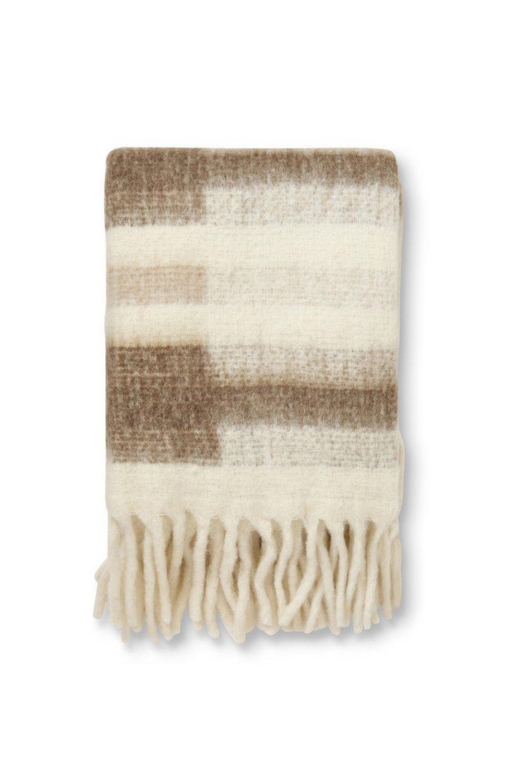 White striped mohair Pläd 130x170 cm