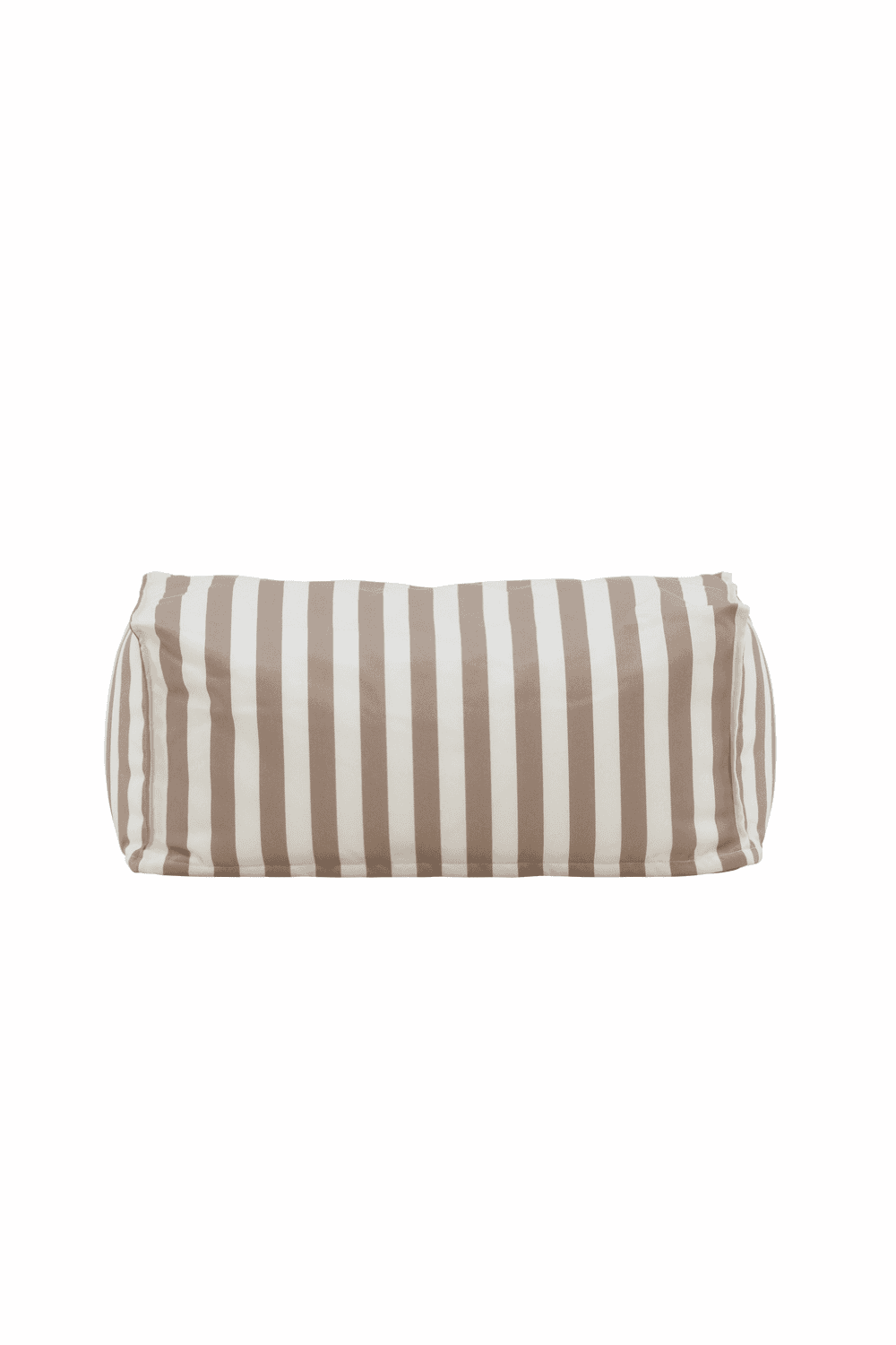 Rectangular pillow with a beige and white vertical stripe pattern, featuring a soft fabric cover and cushioned filling for comfort and decorative use in living rooms or bedrooms. | PicSEO 1773145125609