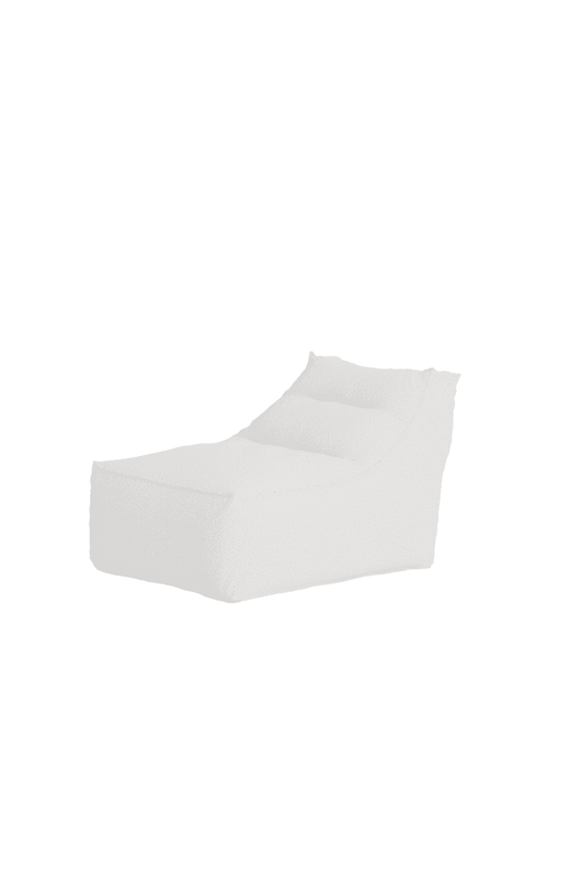 White modern bean bag chair with a structured backrest and cushioned seating, designed for comfort and casual lounging in contemporary living spaces. | PicSEO 1773145262419