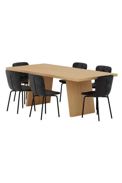 Punsch & Logga Matstolar 2-pack Black + Rektangulära Matbord 210 x 100 Nature