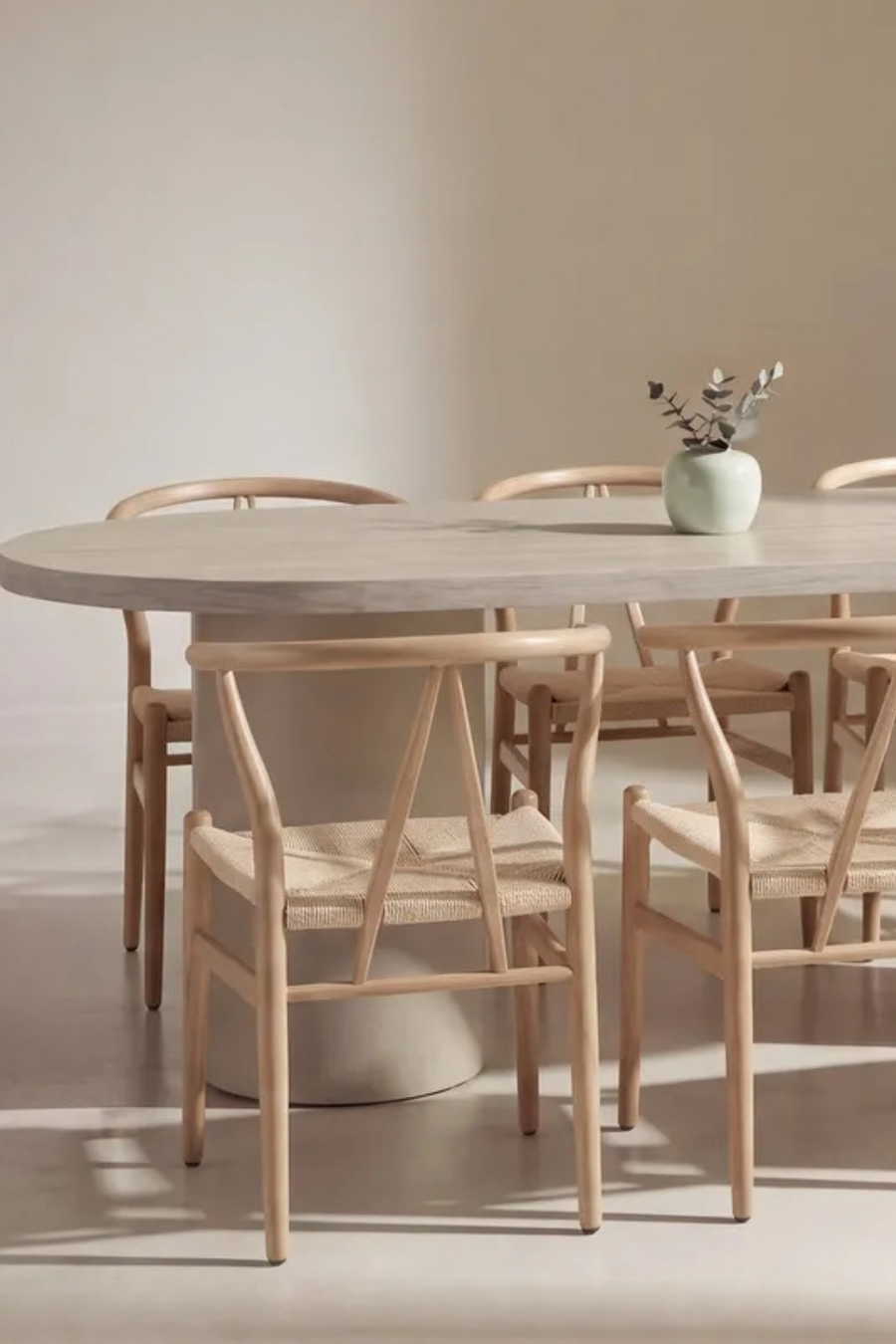 Alfons & Narvik Matstolar Beige + Ovala Matbord 200 × 100 Beige