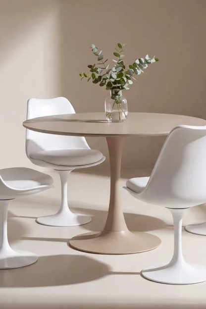 Glade & Hamden Runda Matbord ⌀100 Beige + Matstolar 2-pack White