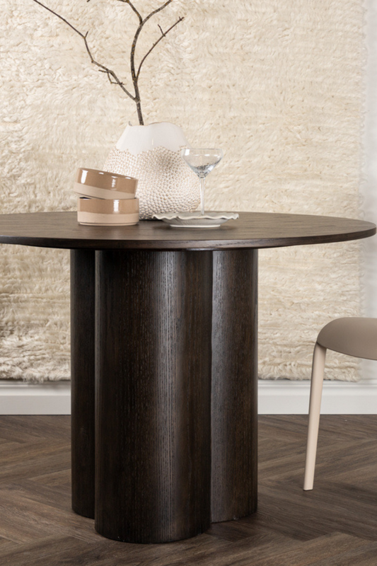 Olivia Round Dining Table Dark Suede