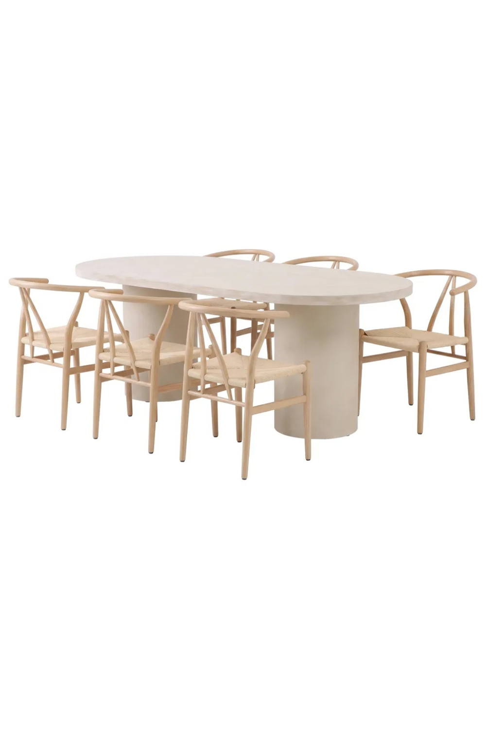 Alfons & Narvik Matstolar Beige + Ovala Matbord 200 × 100 Beige