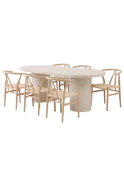 Alfons & Narvik Matstolar Beige + Ovala Matbord 200 × 100 Beige