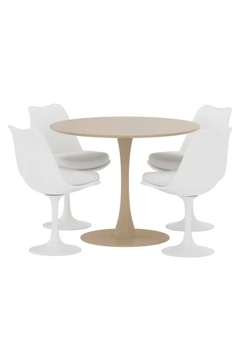 Glade & Hamden Runda Matbord ⌀100 Beige + Matstolar 2-pack White