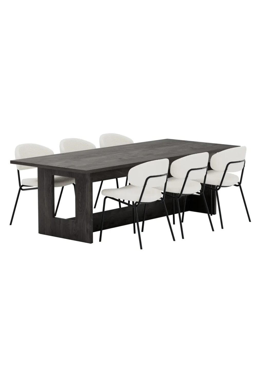 Chico & Milly Matstolar 2-pack White + Rektangulära Matbord 235 × 100 Black