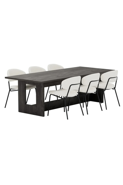 Chico & Milly Matstolar 2-pack White + Rektangulära Matbord 235 × 100 Black