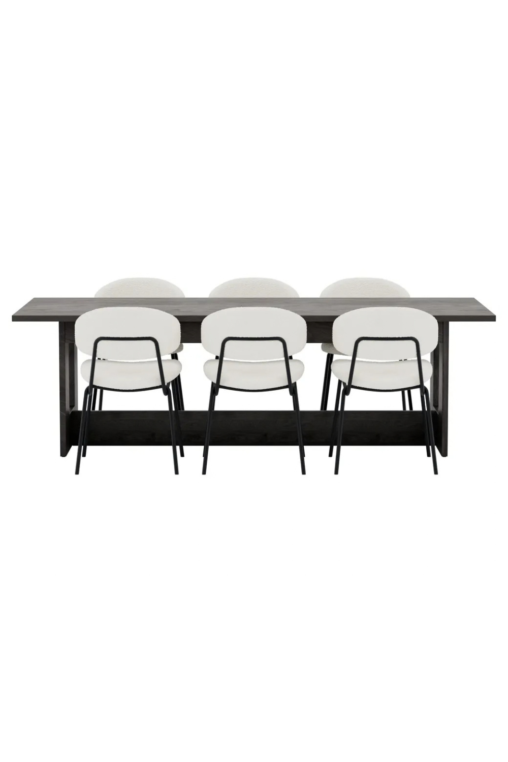 Chico & Milly Matstolar 2-pack White + Rektangulära Matbord 235 × 100 Black