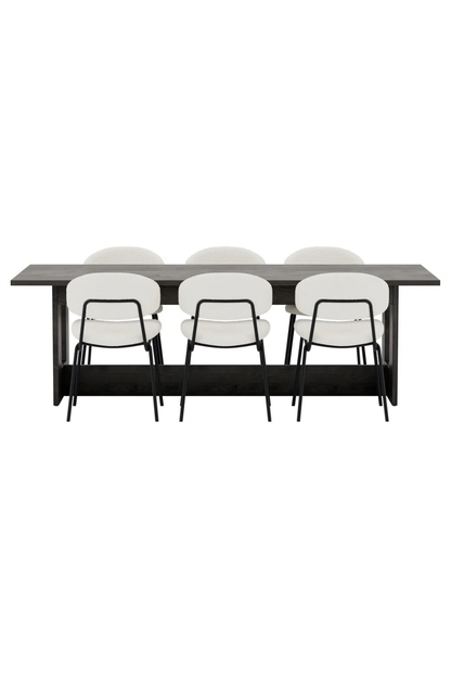 Chico & Milly Matstolar 2-pack White + Rektangulära Matbord 235 × 100 Black