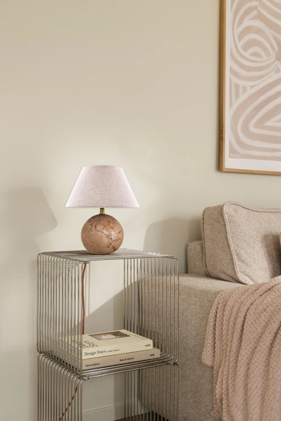 Bordslampa Castello 24cm Dimrosa marmor/beige