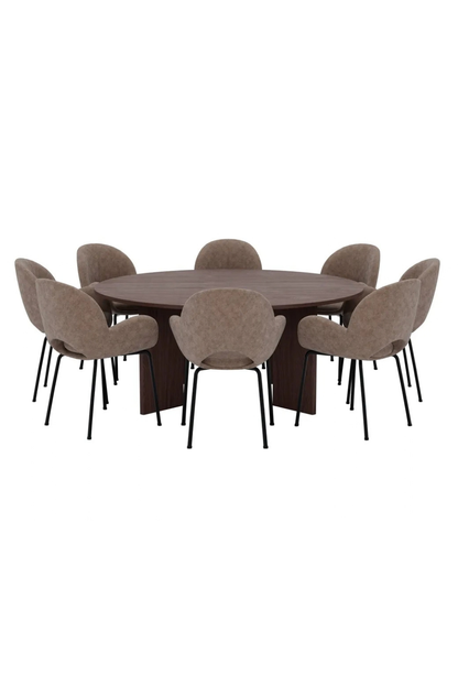Graos & Florensa Runda Matbord Ø180 Mocca + Matstolar 2-pack Brown