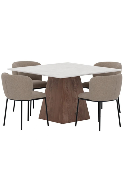 Edina & Cael Matstolar 2-pack Brown + Rektangulära Matbord 120 x 120 Light Grey