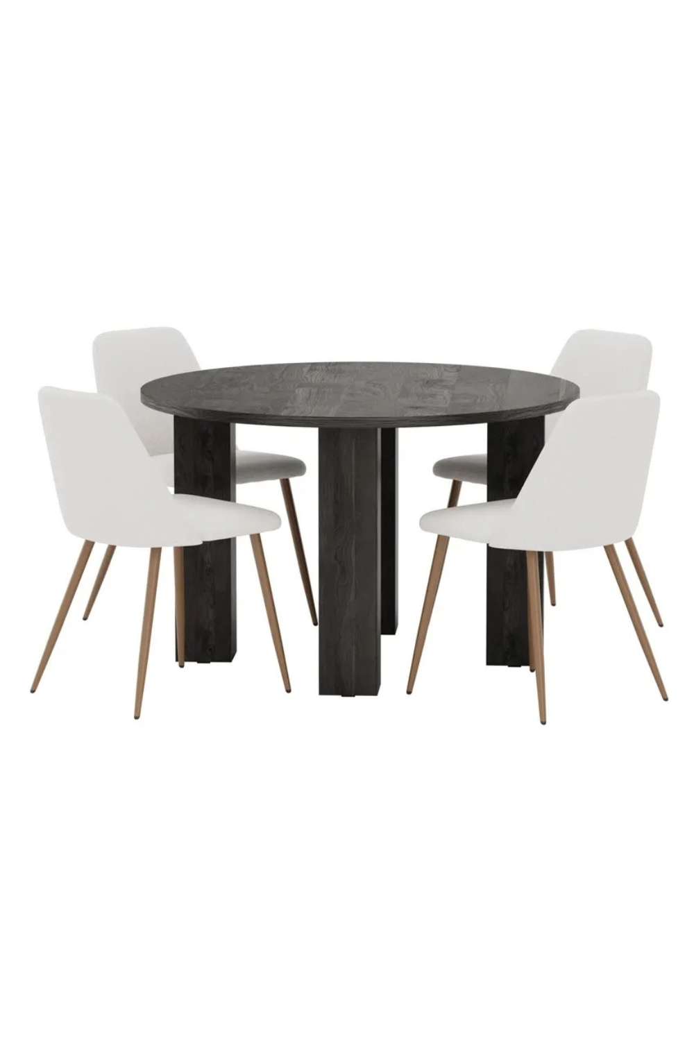 Night & Juno Matstolar 2-pack Beige + Runda Matbord ⌀120 Black