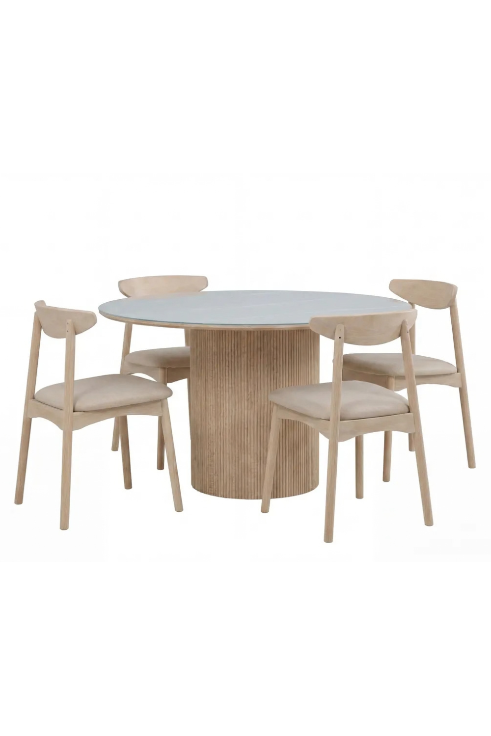 Ven & Härön Matstolar 2-pack Whitewash + Runda Matbord ⌀120 White