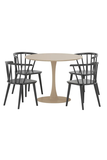Bobby & Glade Matstolar 2-pack Black + Runda Matbord ⌀100 Beige