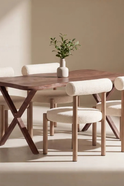 Tillo & Fiona Matstolar 2-pack White + Rektangulära Matbord 180 x 90 Walnut