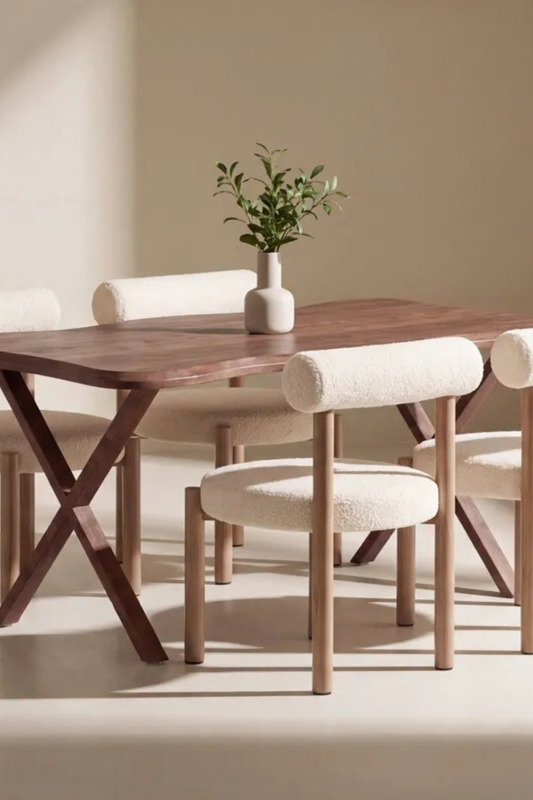 Tillo & Fiona Matstolar 2-pack White + Rektangulära Matbord 180 x 90 Walnut