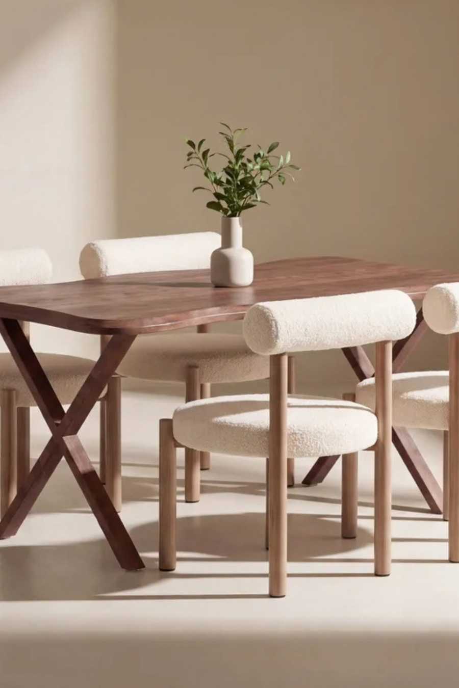 Tillo & Fiona Matstolar 2-pack White + Rektangulära Matbord 180 x 90 Walnut