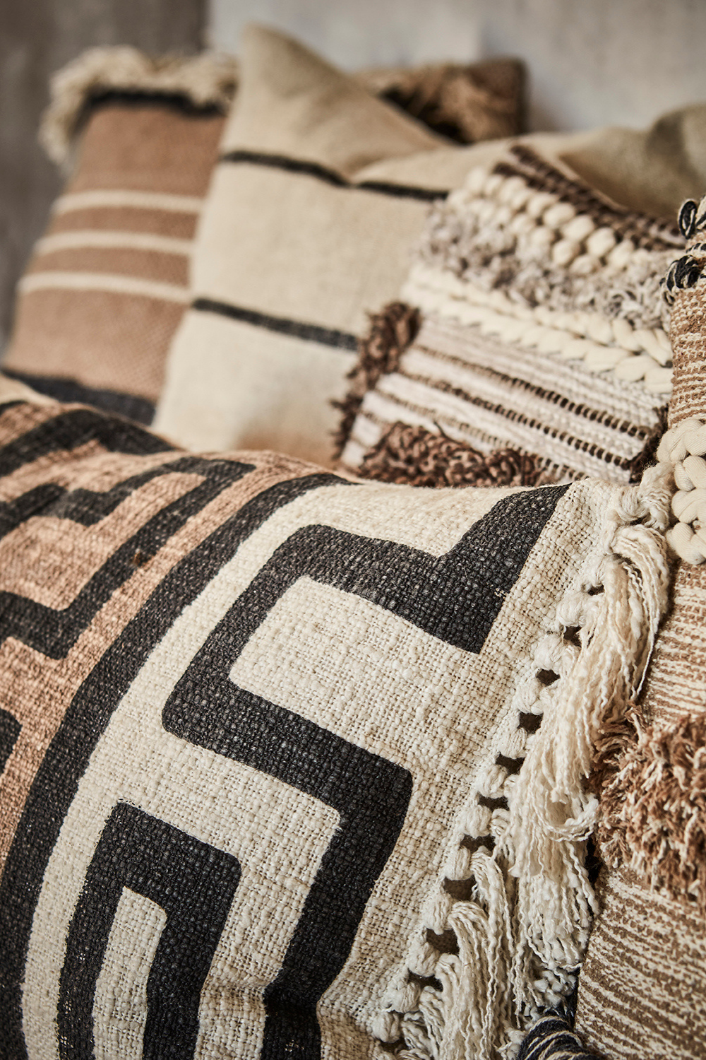 FERNANDO Kuddfodral, Natur/svart/brun 50x50 cm