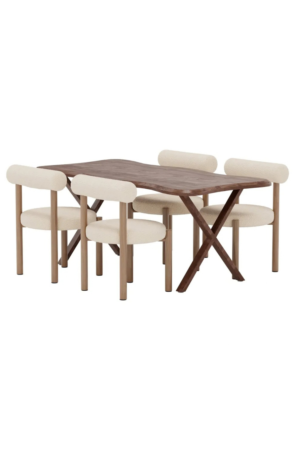 Tillo & Fiona Matstolar 2-pack White + Rektangulära Matbord 180 x 90 Walnut
