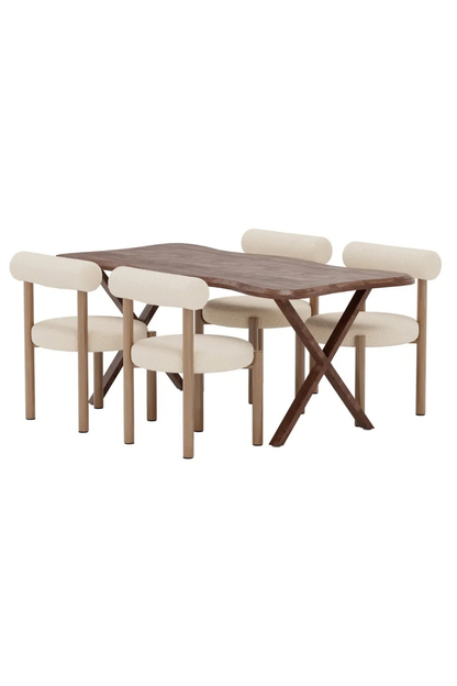Tillo & Fiona Matstolar 2-pack White + Rektangulära Matbord 180 x 90 Walnut