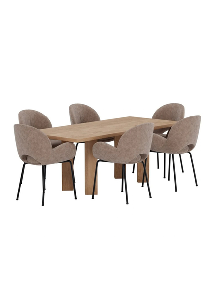 Lillehammer & Florensa Rektangulära Matbord 200 x 90 Nature + Matstolar 2-pack Brown