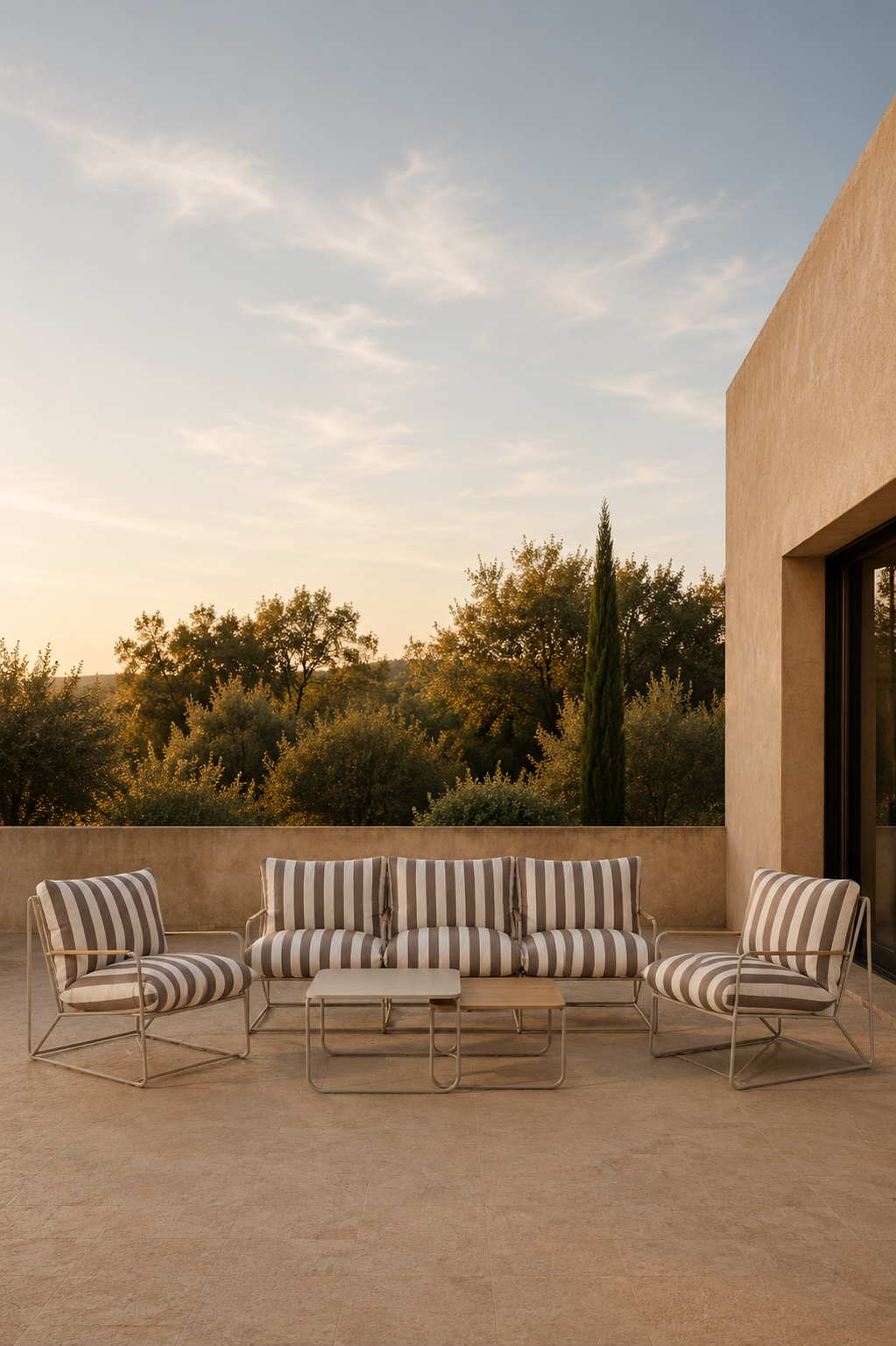 Kampanj Palazzo Soffgrupp Beige Randig