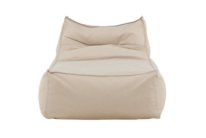 Beige fabric bean bag chair with a soft, structured design, featuring a slightly raised backrest for added comfort. Its minimalist style and neutral color make it a versatile and cozy seating option for modern living spaces. | PicSEO 1773144920867
