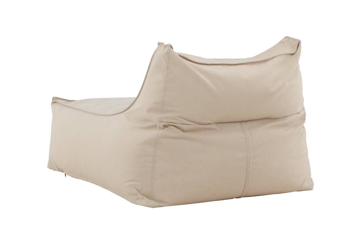 Beige fabric bean bag chair with a soft, cushioned design featuring a high backrest for added comfort, ideal for relaxed seating in modern living spaces. | PicSEO 1773144939134