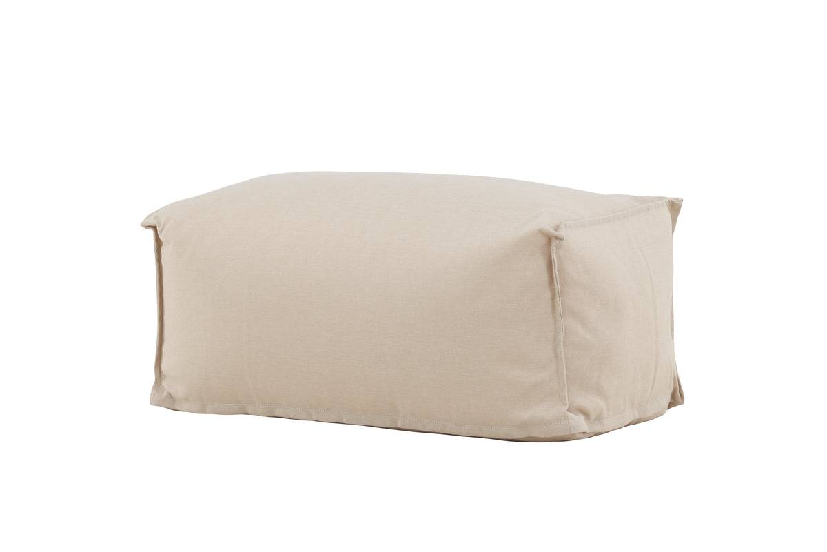 Beige rectangular fabric pouf ottoman with a soft, cushioned design and visible stitched seams, perfect for versatile seating or footrest use in living spaces. | PicSEO 1773145166251