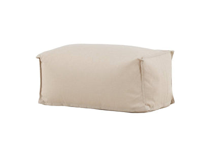 Beige rectangular fabric pouf ottoman with a soft, cushioned design and visible stitched seams, perfect for versatile seating or footrest use in living spaces. | PicSEO 1773145166251