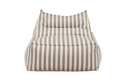 Beige and white striped bean bag chair featuring a soft, cushioned design for ultimate comfort and casual seating. Its relaxed, supportive shape makes it ideal for lounging in modern living spaces or cozy corners. | PicSEO 1773145458461