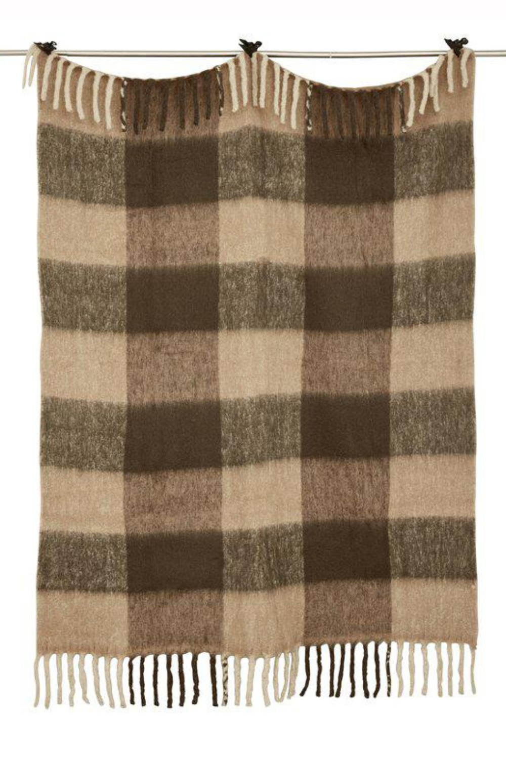 Brown check mohair Plaid 130x170 cm