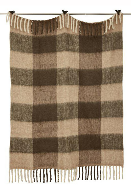 Brown check mohair Plaid 130x170 cm