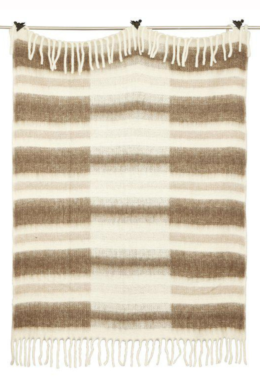 White striped mohair Plaid 130x170 cm