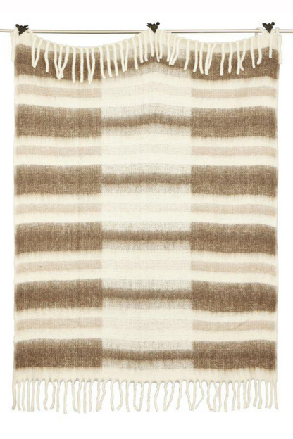 White striped mohair Plaid 130x170 cm