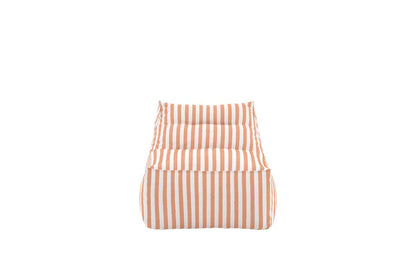 Soft, cushioned bean bag chair featuring vertical orange and white stripes, designed for comfortable seating with a relaxed, casual style, ideal for living rooms, bedrooms, or lounge areas. | PicSEO 1773145633854