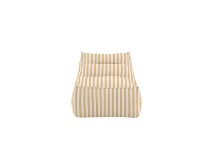 A comfortable bean bag chair featuring a soft, cushioned design with vertical yellow and white stripes, perfect for casual seating and relaxation in any living space. | PicSEO 1773145564016