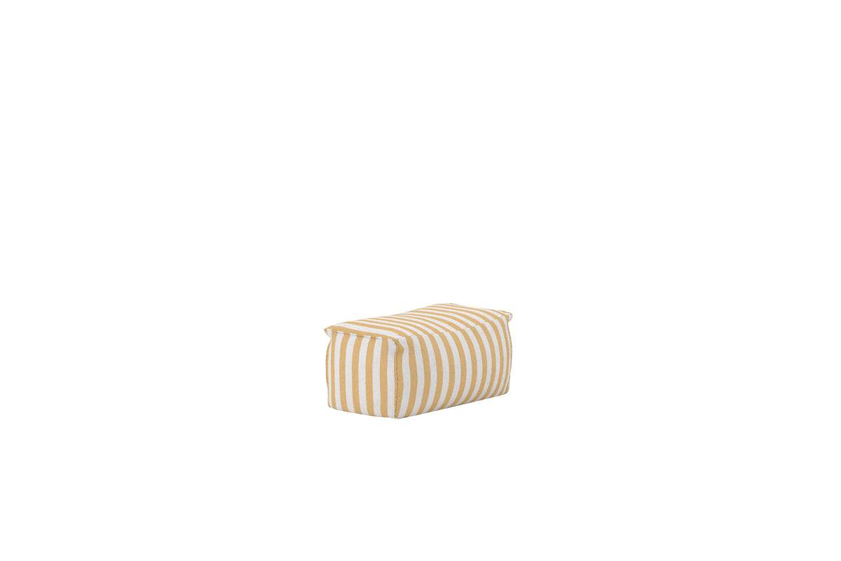 Rectangular soft fabric pouf with beige and white vertical stripes, ideal for casual seating or footrest use. Lightweight and portable, it features a simple yet stylish design that complements modern and coastal interiors. | PicSEO 1773145516034
