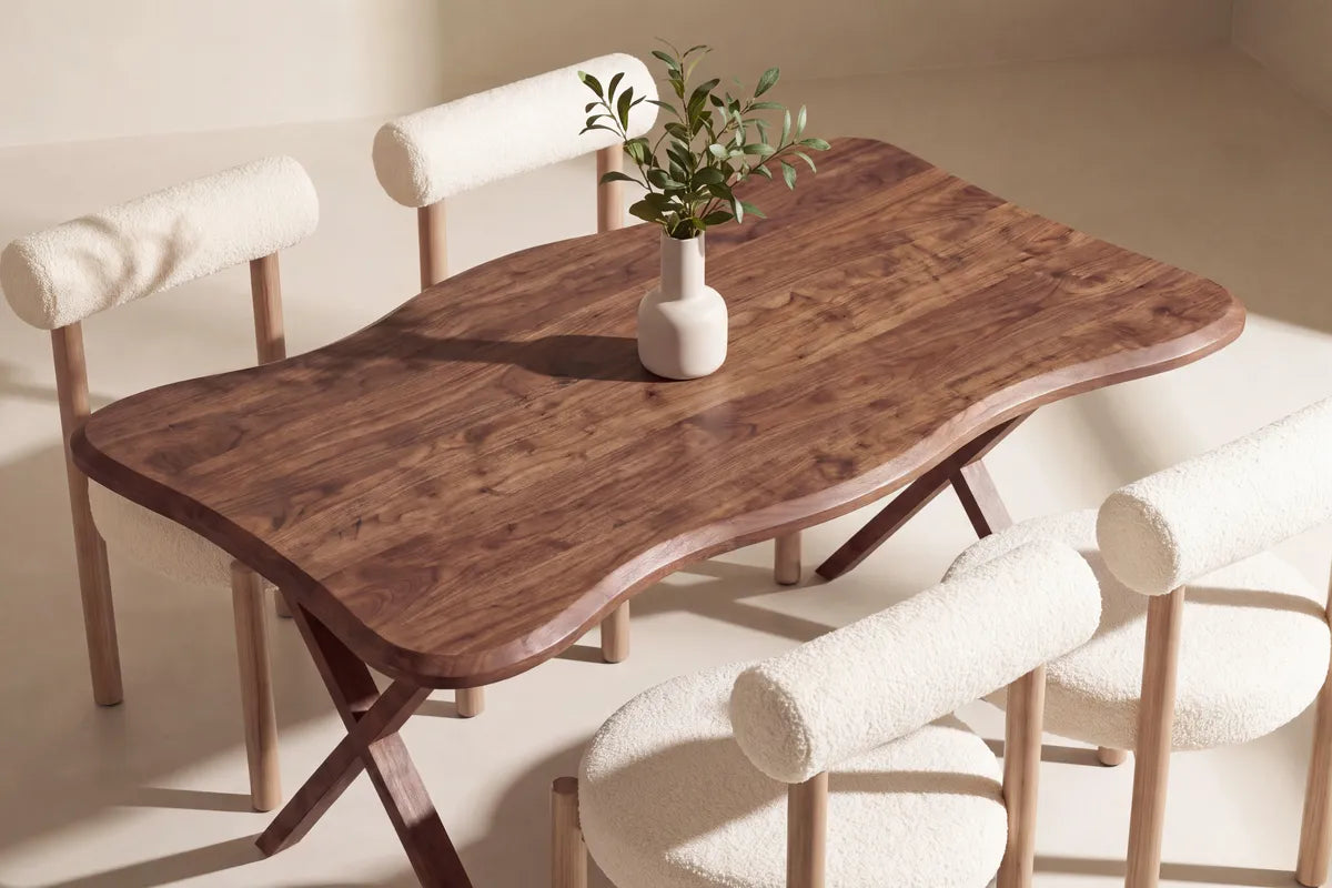 Tillo & Fiona Matstolar 2-pack White + Rektangulära Matbord 180 x 90 Walnut