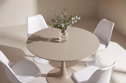 Glade & Hamden Runda Matbord ⌀100 Beige + Matstolar 2-pack White