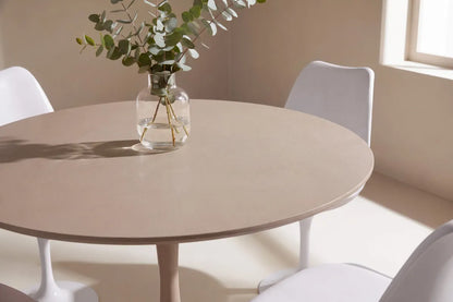 Glade & Hamden Runda Matbord ⌀100 Beige + Matstolar 2-pack White