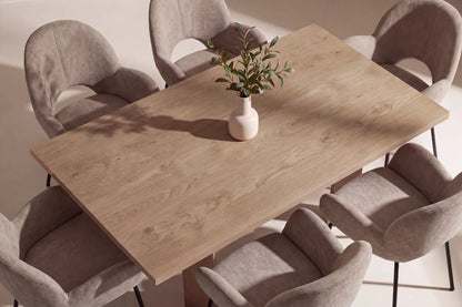 Lillehammer & Florensa Rektangulära Matbord 200 x 90 Nature + Matstolar 2-pack Brown