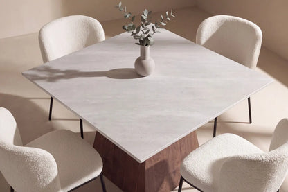 Edina & Cael Matstolar 2-pack White + Rektangulära Matbord 120 x 120 Light Grey