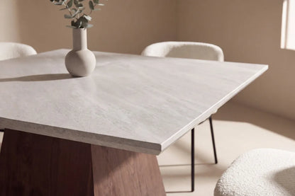 Edina & Cael Matstolar 2-pack White + Rektangulära Matbord 120 x 120 Light Grey