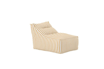 Modern bean bag chair with mustard yellow and white vertical stripes, designed for versatile indoor comfort and casual seating. | PicSEO 1773145573066